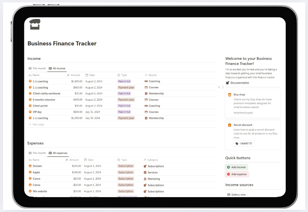 Business Finance Tracker